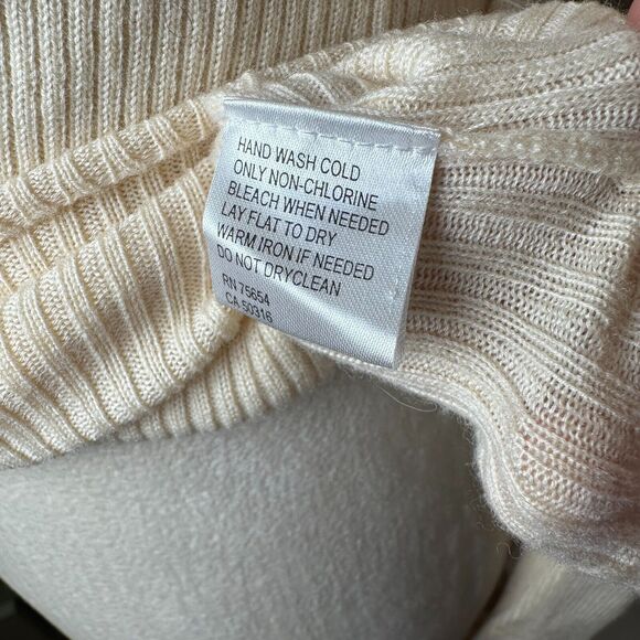 Vintage Abercrombie Wool Silk Cashmere Beaded Ribbed V-neck Sweater Y2K Retro - Picture 8 of 10